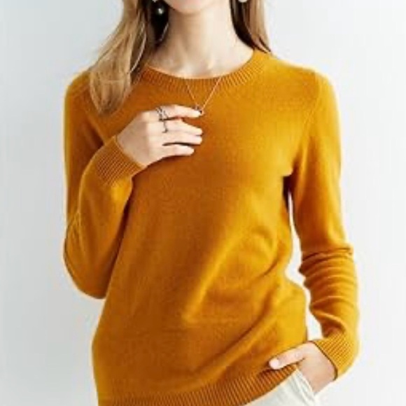 H&M Yellow Crew Neck long sleeve soft fine knit pullover sweater women's XS - Picture 1 of 7